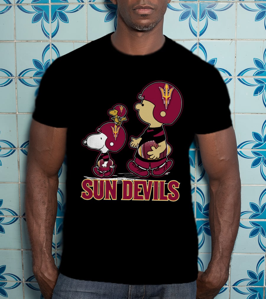 Snpfootball Sun Devils Arizona Peanuts Crossover Football Theme T-Shirt