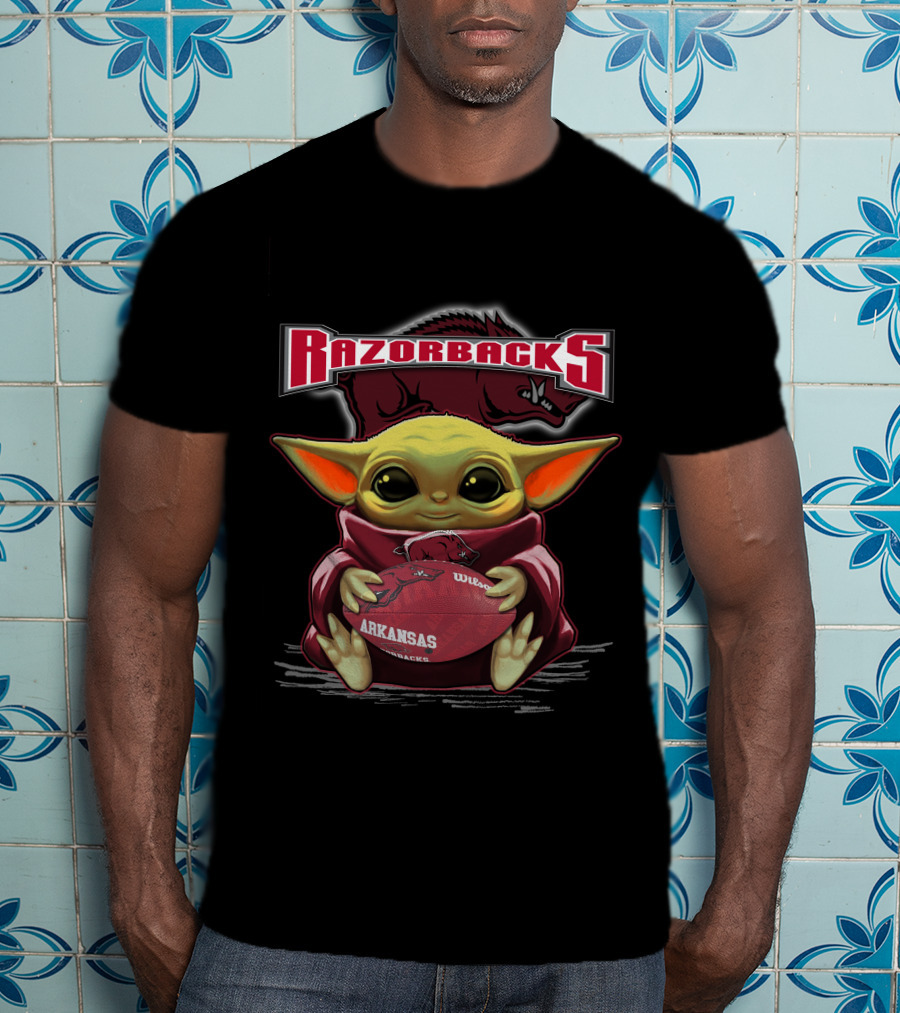 Razorbacks Arkansas Yoda Football T-Shirt
