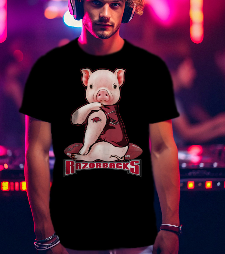 Arkansas Razorbacks Pig Football Mascot T-Shirt