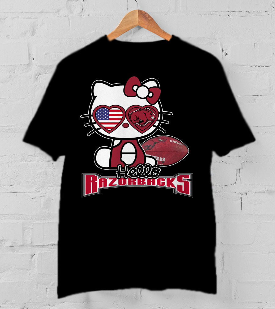 Hello Kitty Arkansas Razorbacks Football Fan T-Shirt