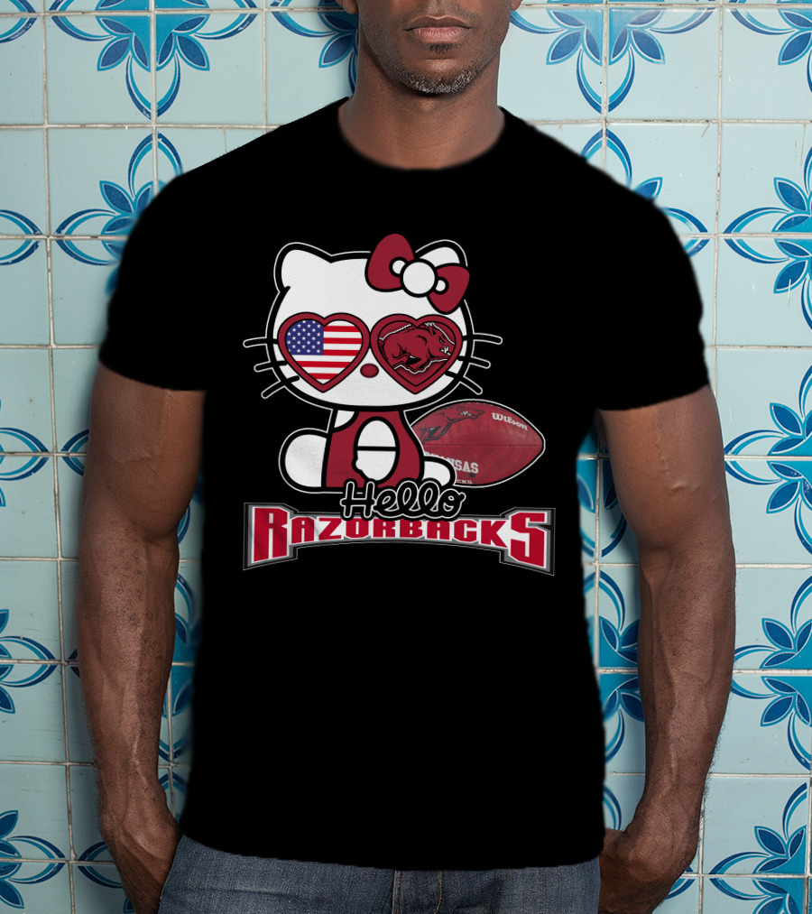 Hello Kitty Arkansas Razorbacks Football Fan T-Shirt