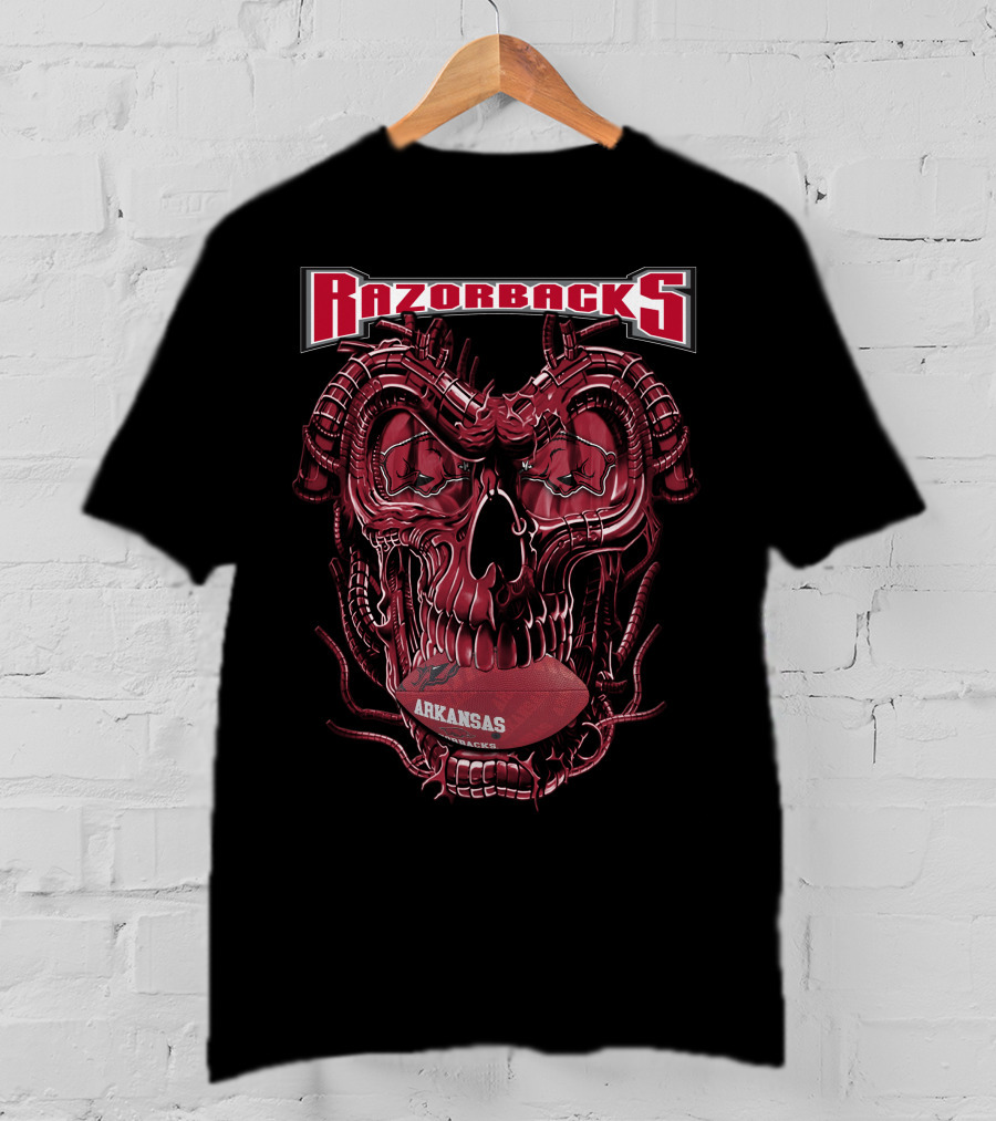 Razorbacks Arkansas Dragonskull Football T-Shirt
