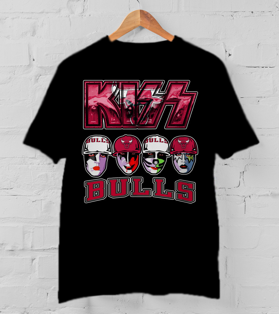 Kiss Meets Chicago Bulls Rock Band Makeup Faces T-Shirt