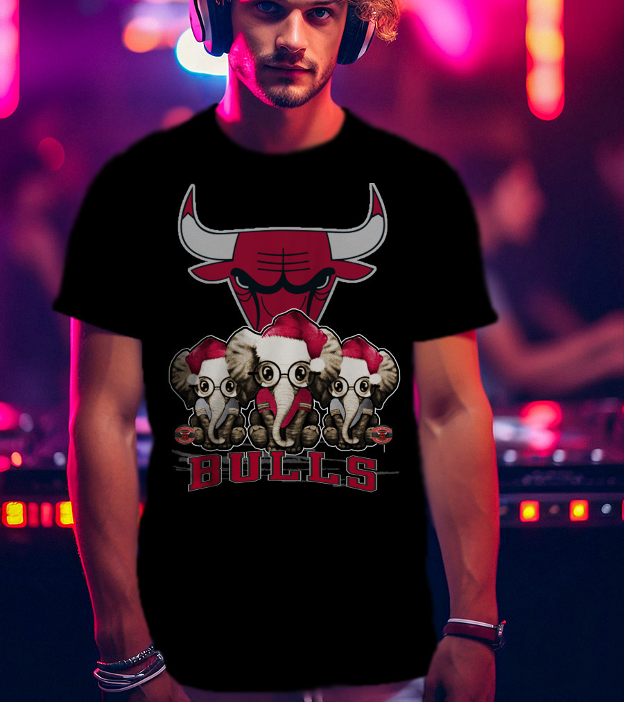 Elephant Christmas Chicago Bulls Holiday Trio T-Shirt