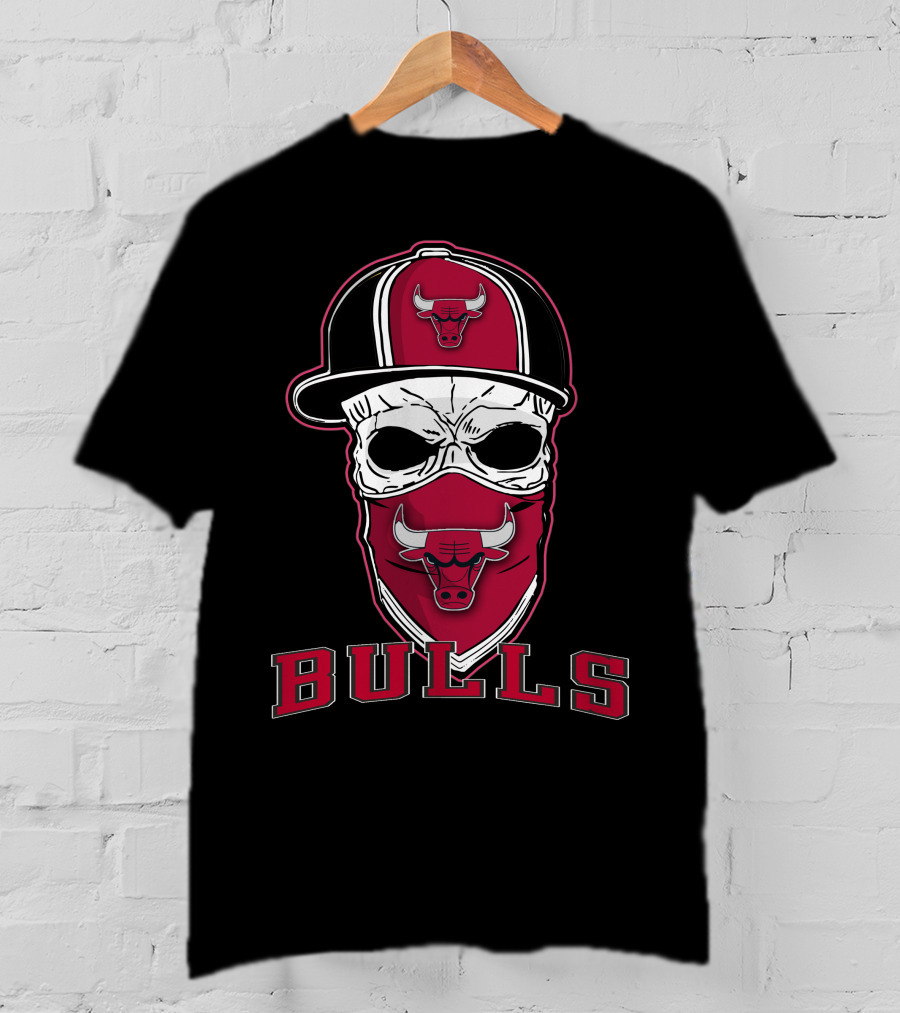 Bulls Skull With Cap And Mask T-Shirt