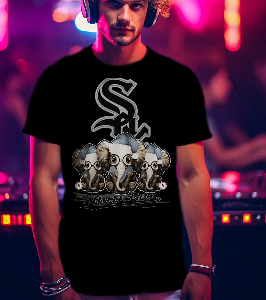 Chicago White Sox Festive Elephant Trio Christmas T-Shirt