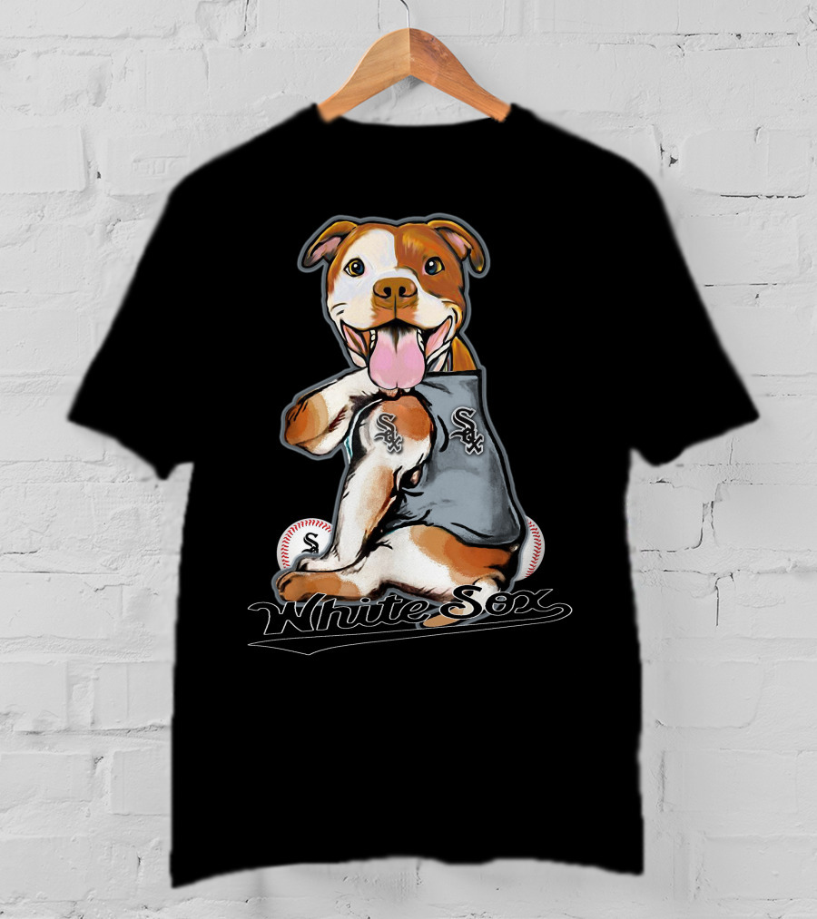 Pittbull White Sox Baseball Dog T-Shirt