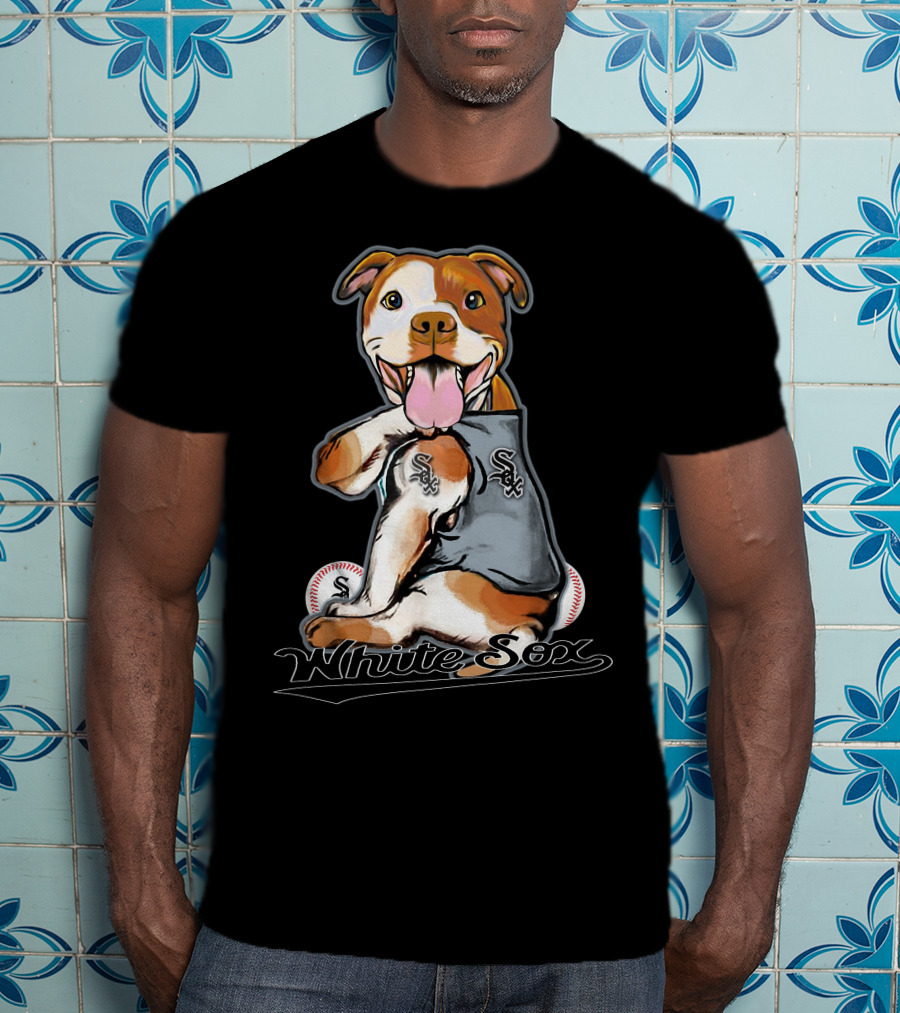 Pittbull White Sox Baseball Dog T-Shirt
