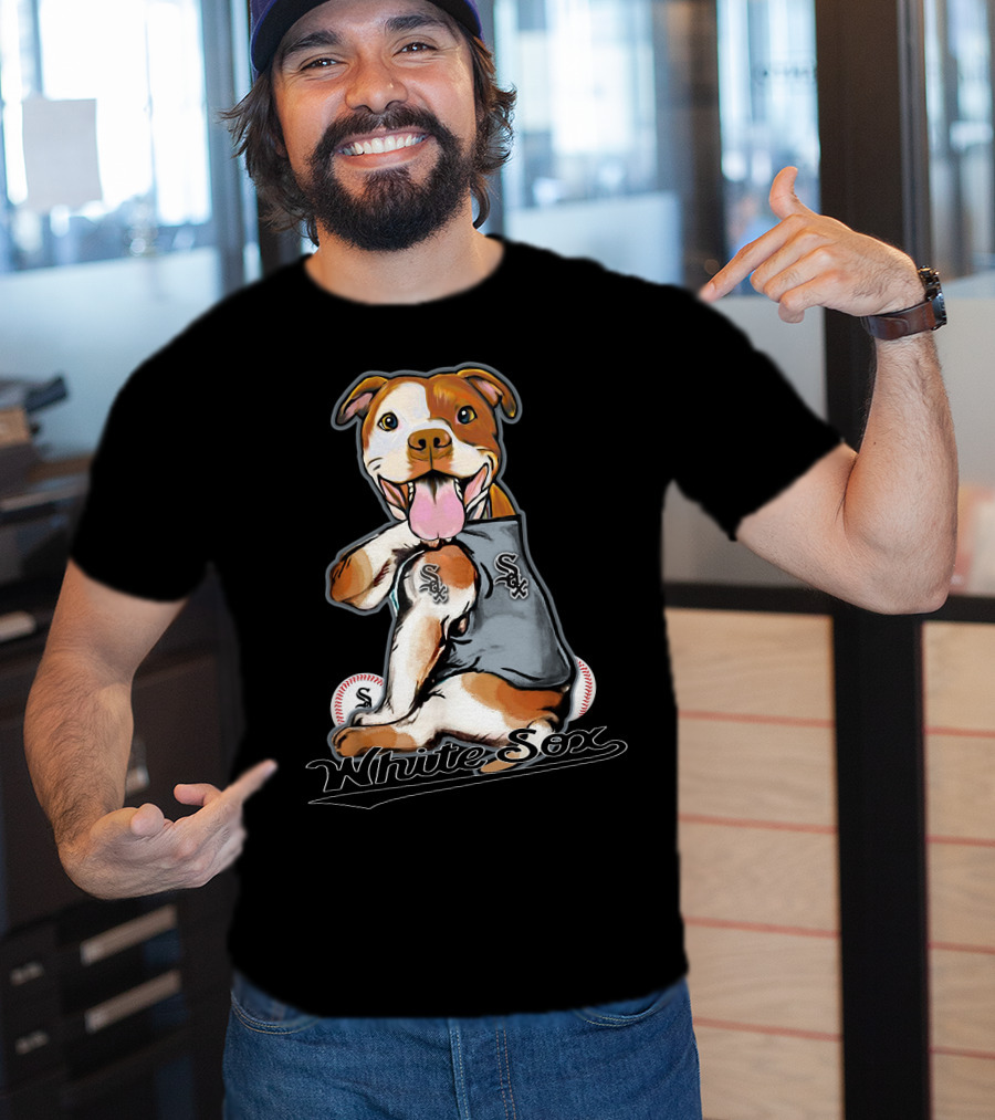 Pittbull White Sox Baseball Dog T-Shirt