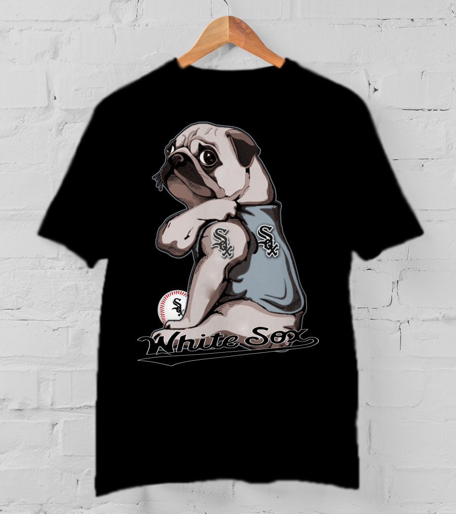 Pug White Sox Baseball Team Fan T-Shirt