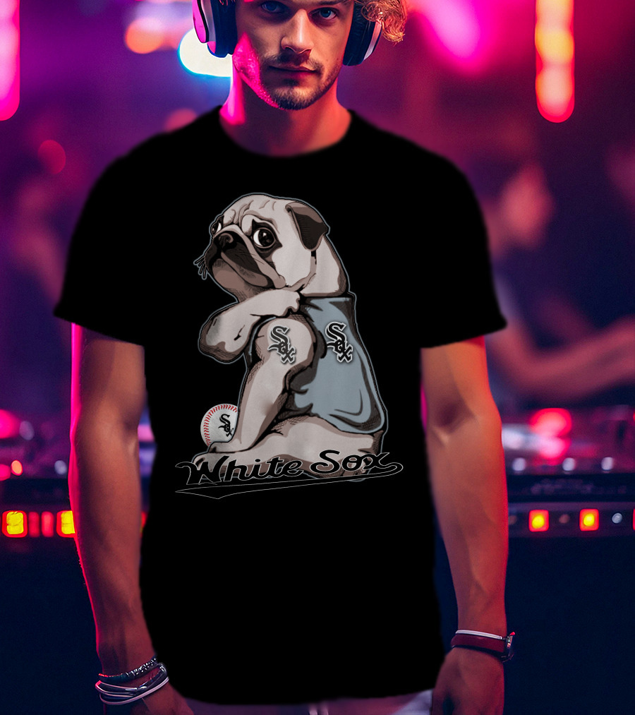 Pug White Sox Baseball Team Fan T-Shirt