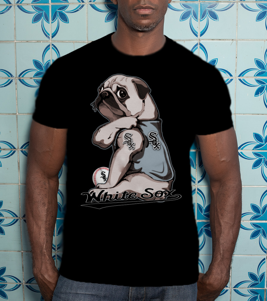 Pug White Sox Baseball Team Fan T-Shirt