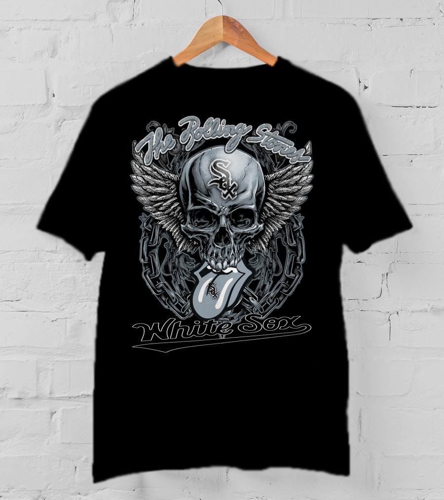 The Rolling Stones White Sox Skull With Wings And Tongue T-Shirt