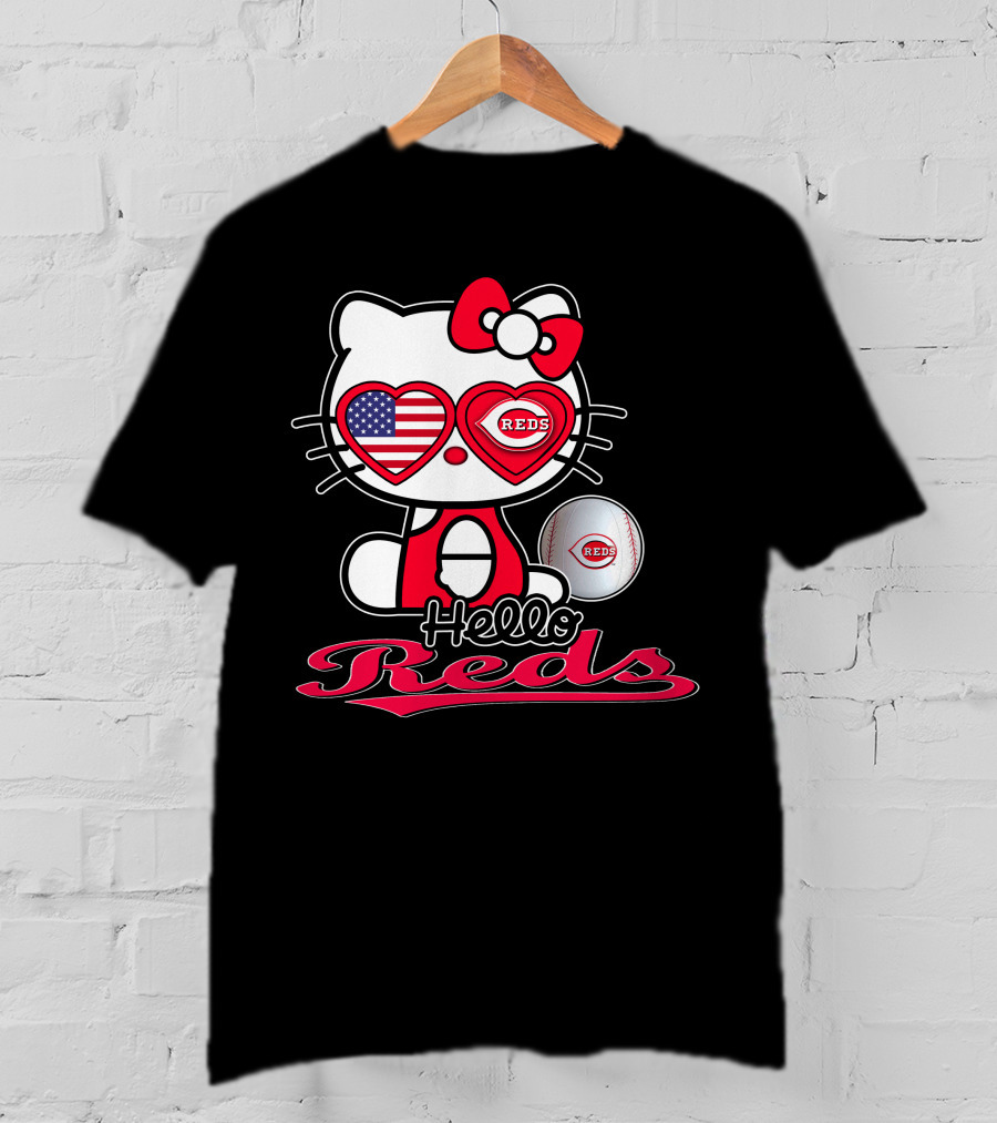 Hello Kitty Reds Cincinnati Baseball America T-Shirt