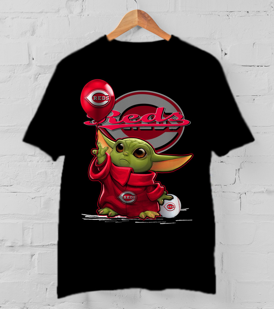 Yoda Cincinnati Reds Red Balloon And Baseball T-Shirt