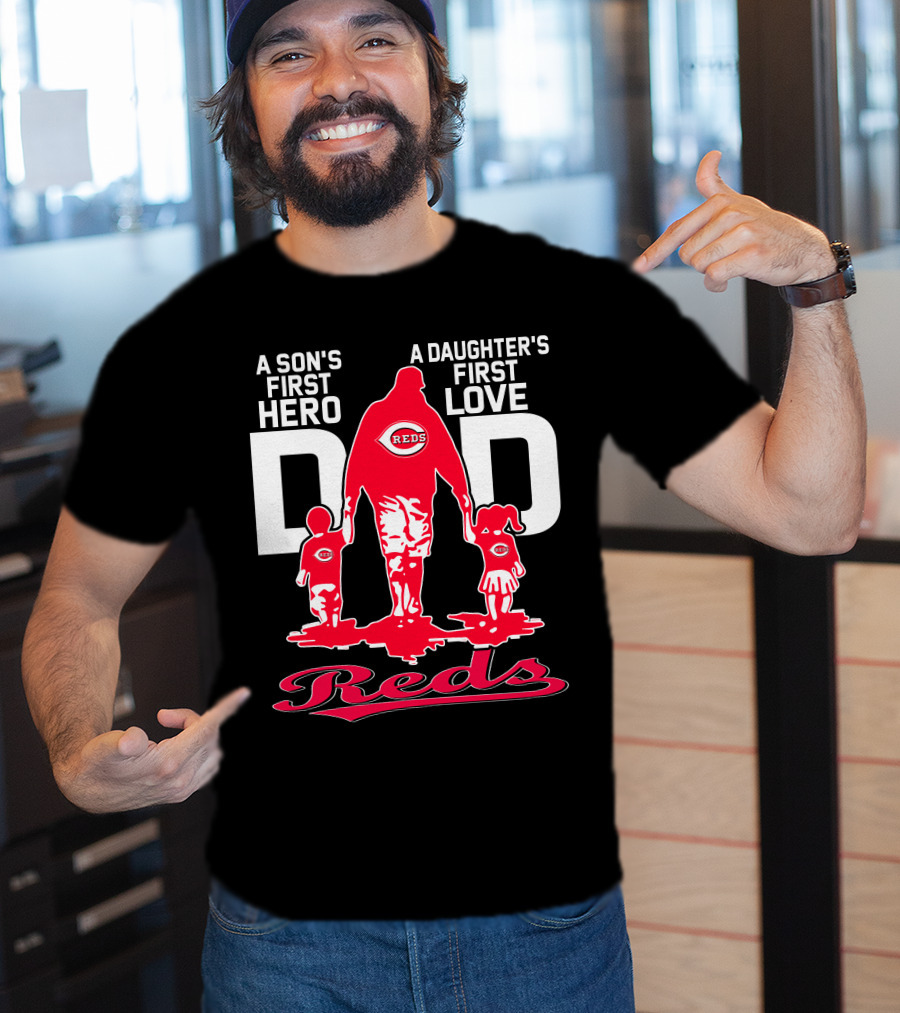 A Son's First Hero A Daughter's First Love Dad Reds T-Shirt