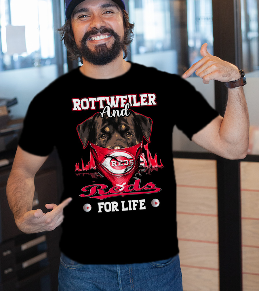 Rottweiler And Reds For Life Cincinnati Reds T-Shirt
