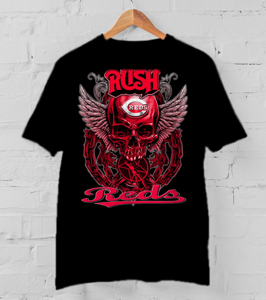 Rush Reds Skull Wings Cincinnati Reds T-Shirt
