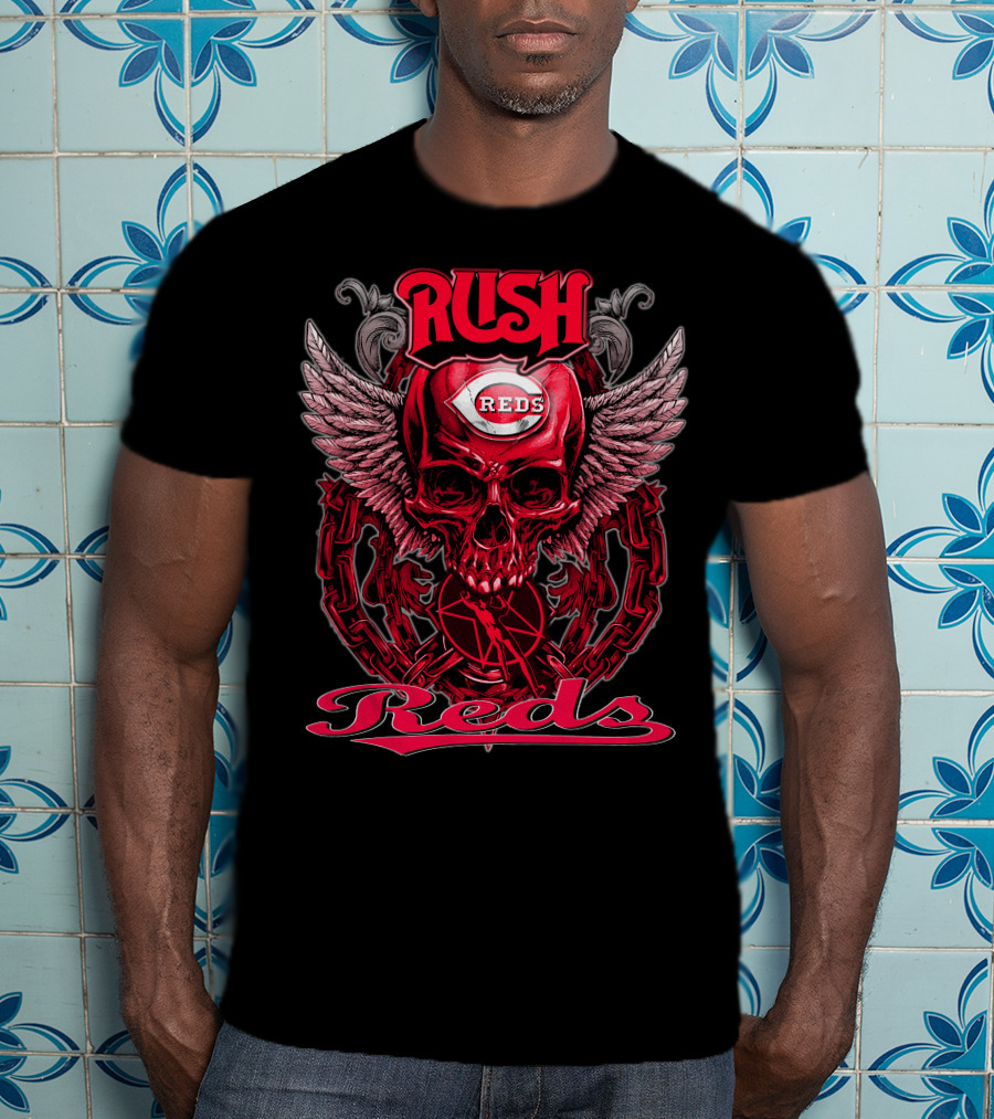 Rush Reds Skull Wings Cincinnati Reds T-Shirt