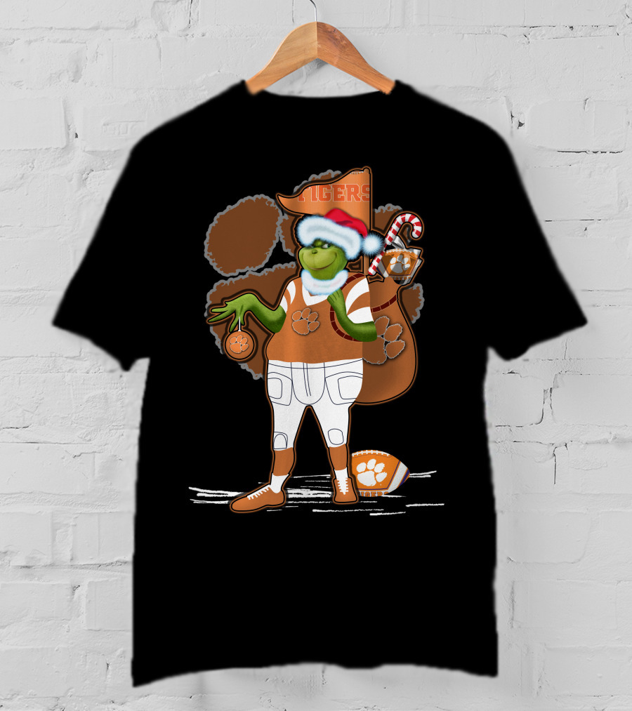 Grinchxmas Clemson Tigers Holiday Spirit Football Fandom T-Shirt
