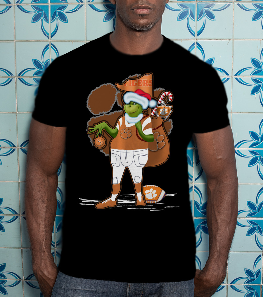 Grinchxmas Clemson Tigers Holiday Spirit Football Fandom T-Shirt