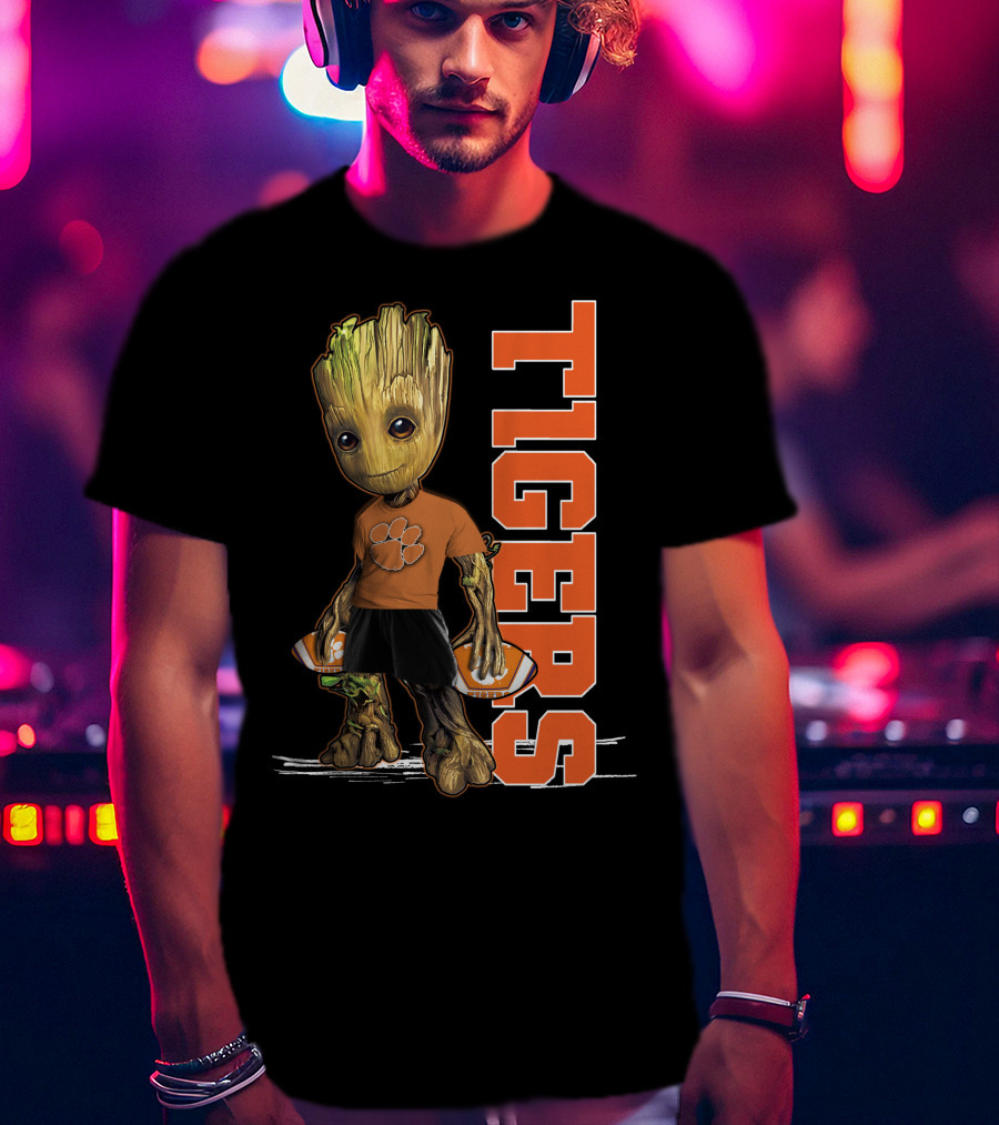 Groot Clemson Tigers Football Fan Marvel Groot And Clemson University Sports Fan Gear T-Shirt