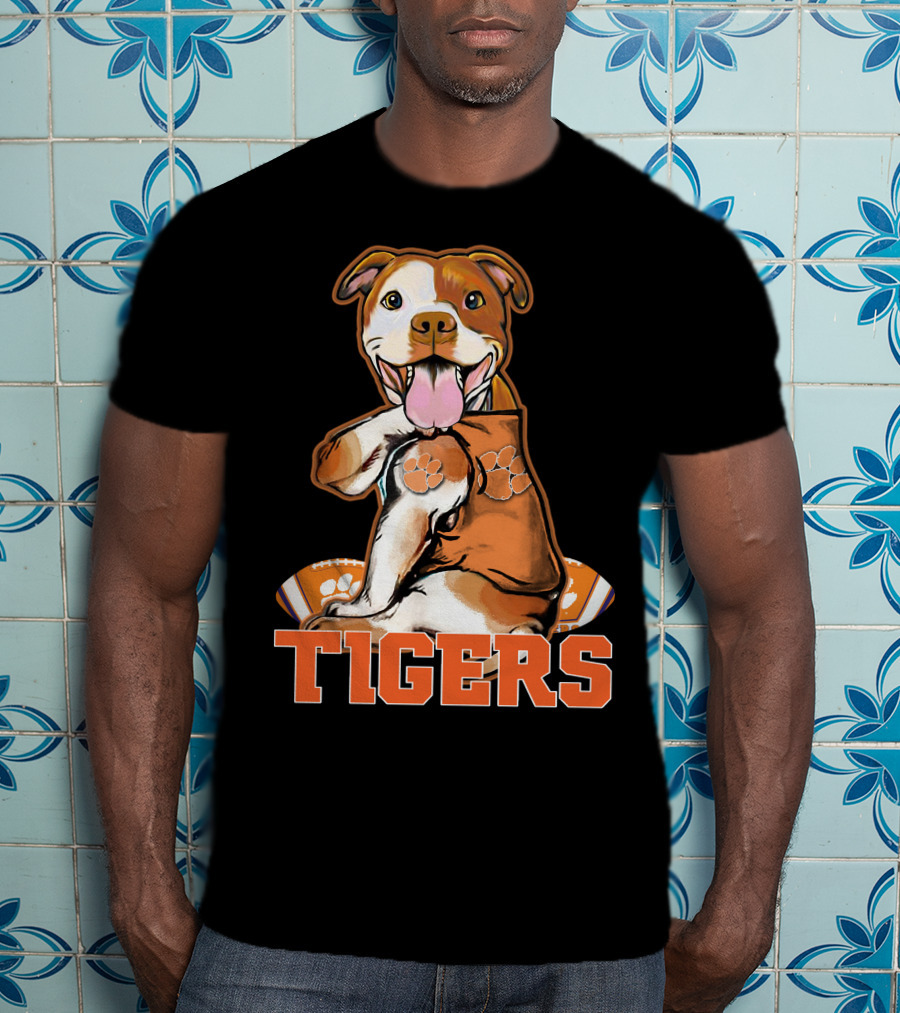 Pitbull Tigers Paw Football Clemson T-Shirt