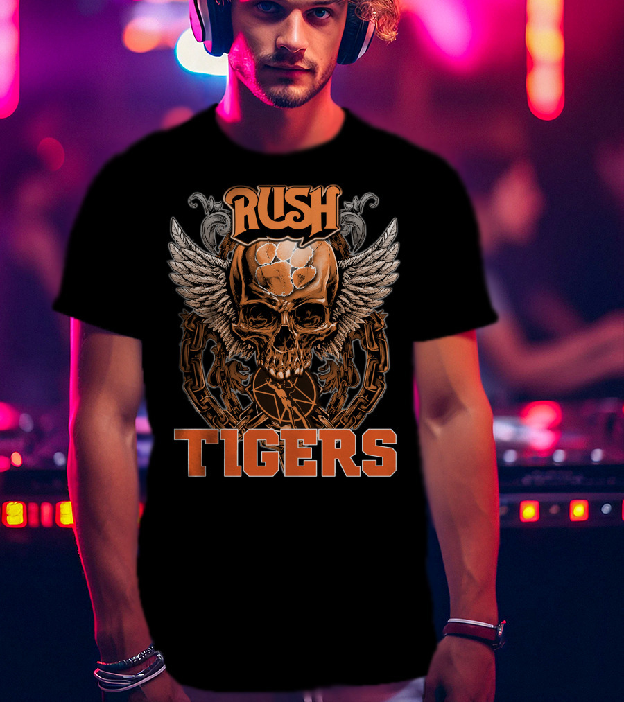 Rush Tigers Skull With Wings And Chains T-Shirt