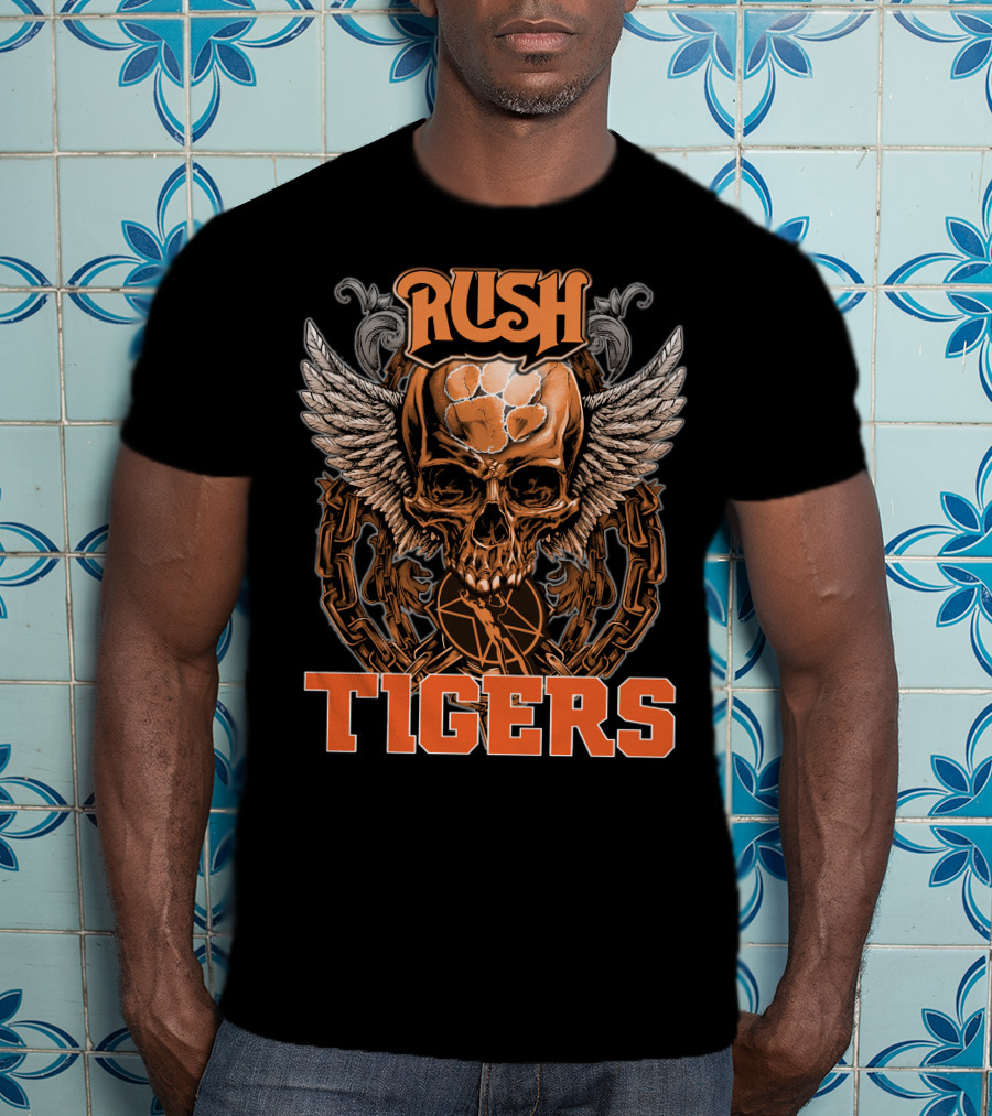 Rush Tigers Skull With Wings And Chains T-Shirt