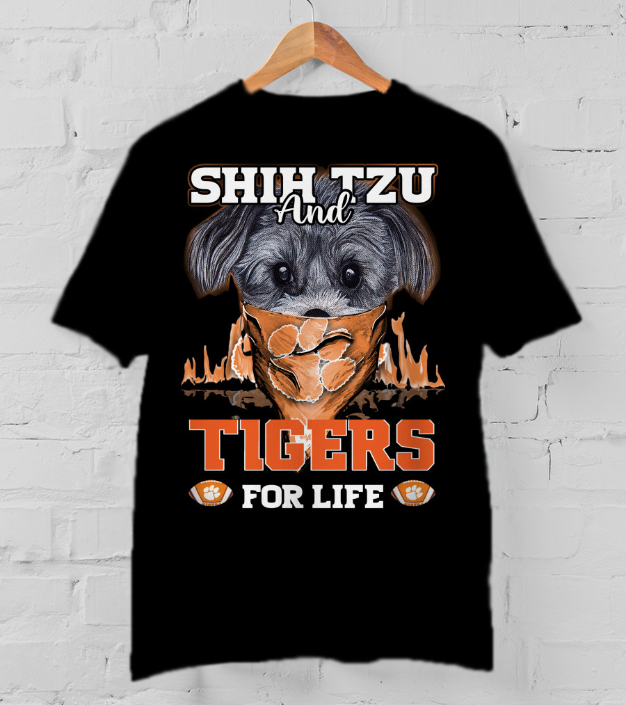Shih Tzu And Clemson Tigers For Life T-Shirt