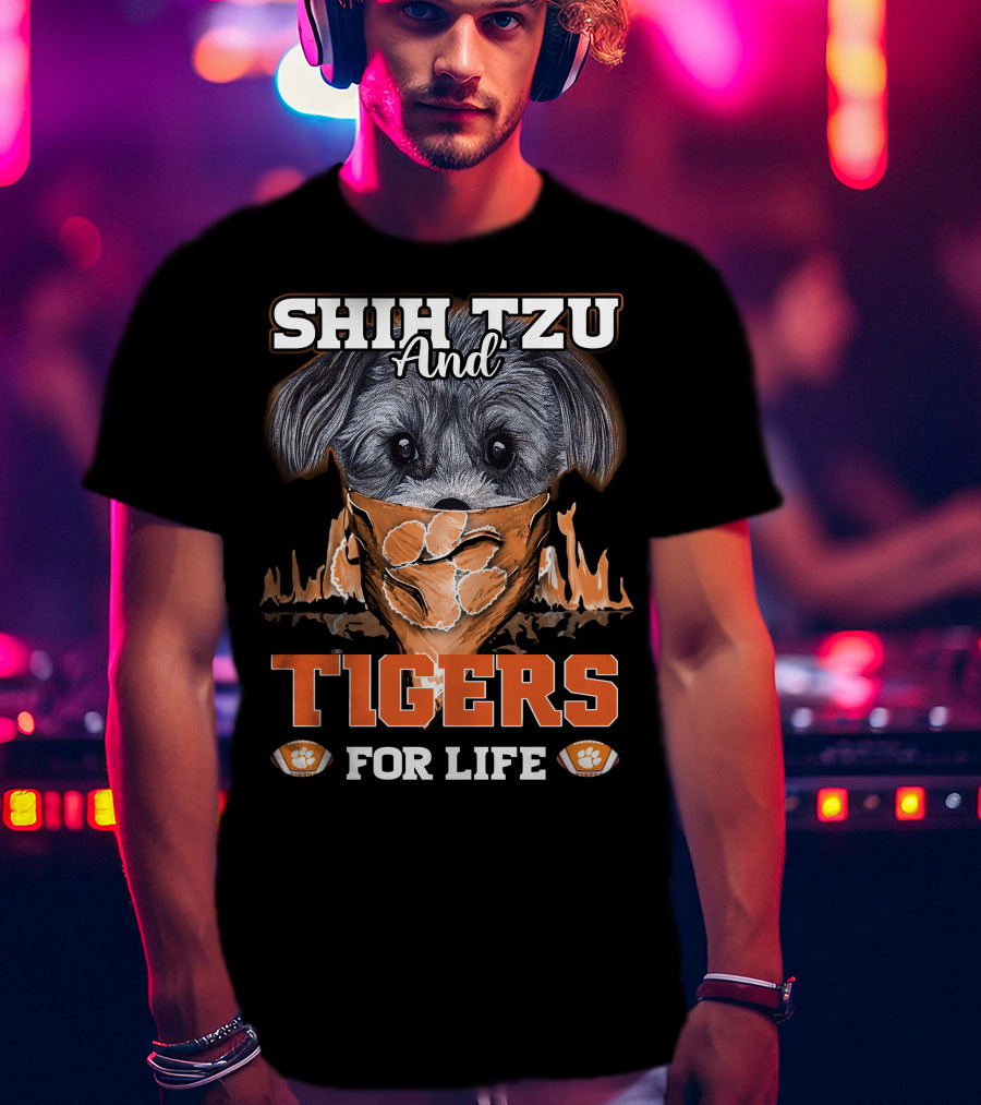 Shih Tzu And Clemson Tigers For Life T-Shirt