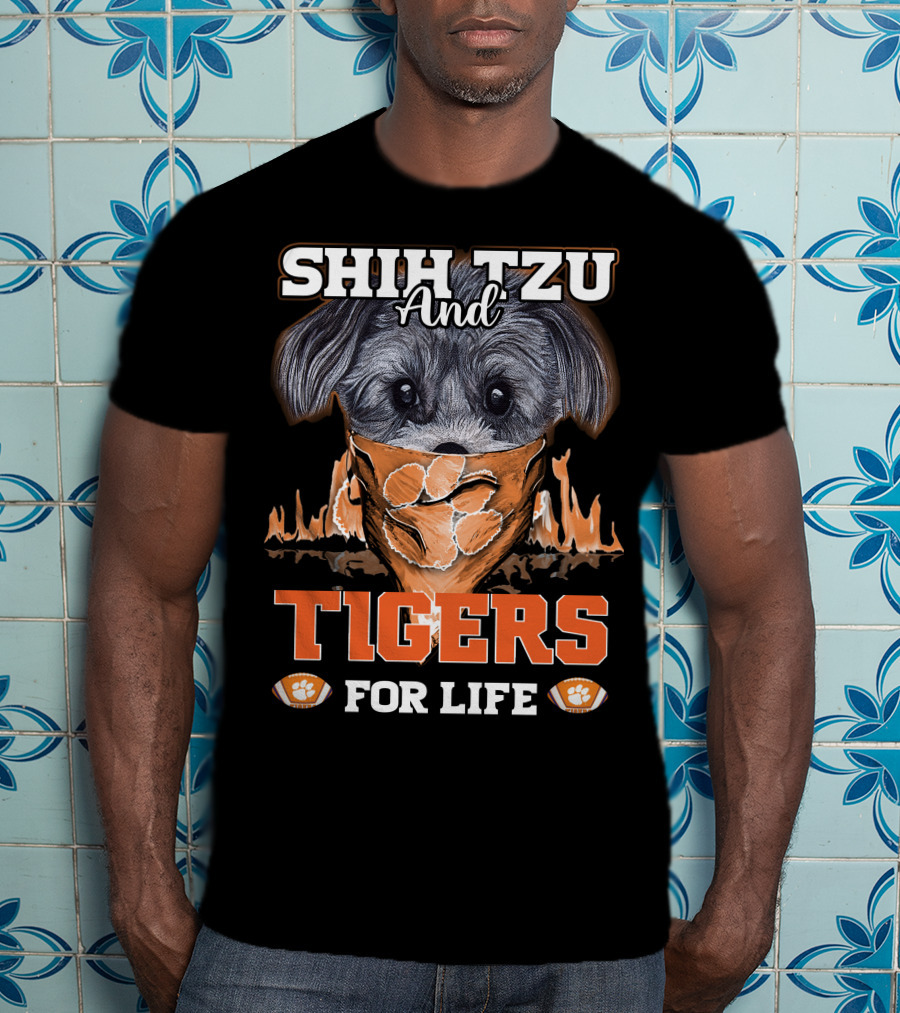 Shih Tzu And Clemson Tigers For Life T-Shirt