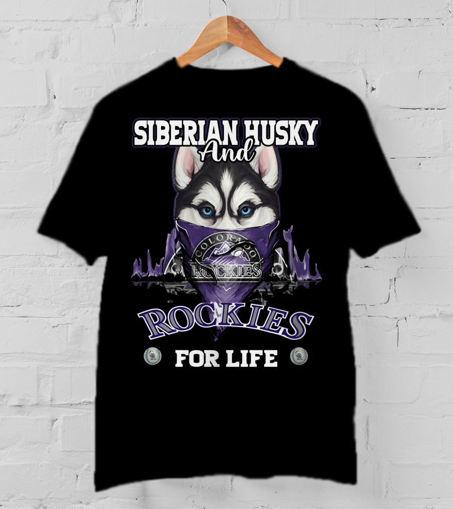 Siberian Husky And Colorado Rockies For Life T-Shirt