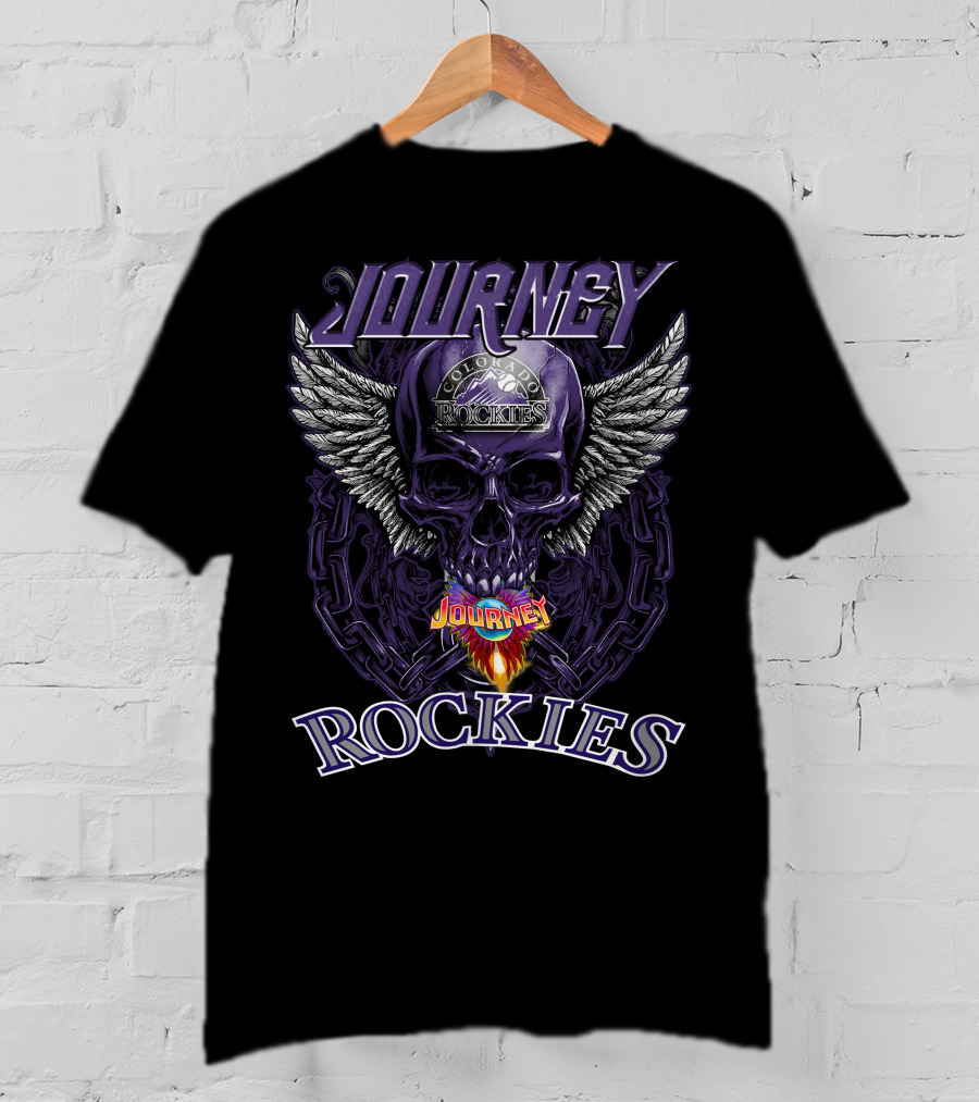 Journey Colorado Rockies Skull With Wings And Chains T-Shirt