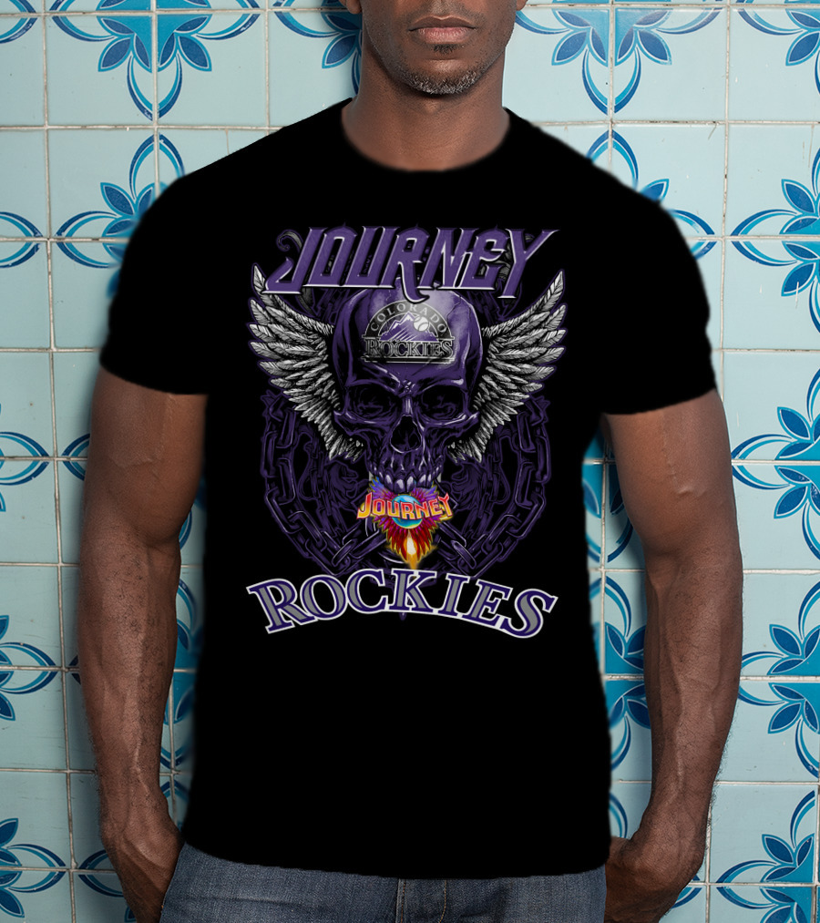 Journey Colorado Rockies Skull With Wings And Chains T-Shirt