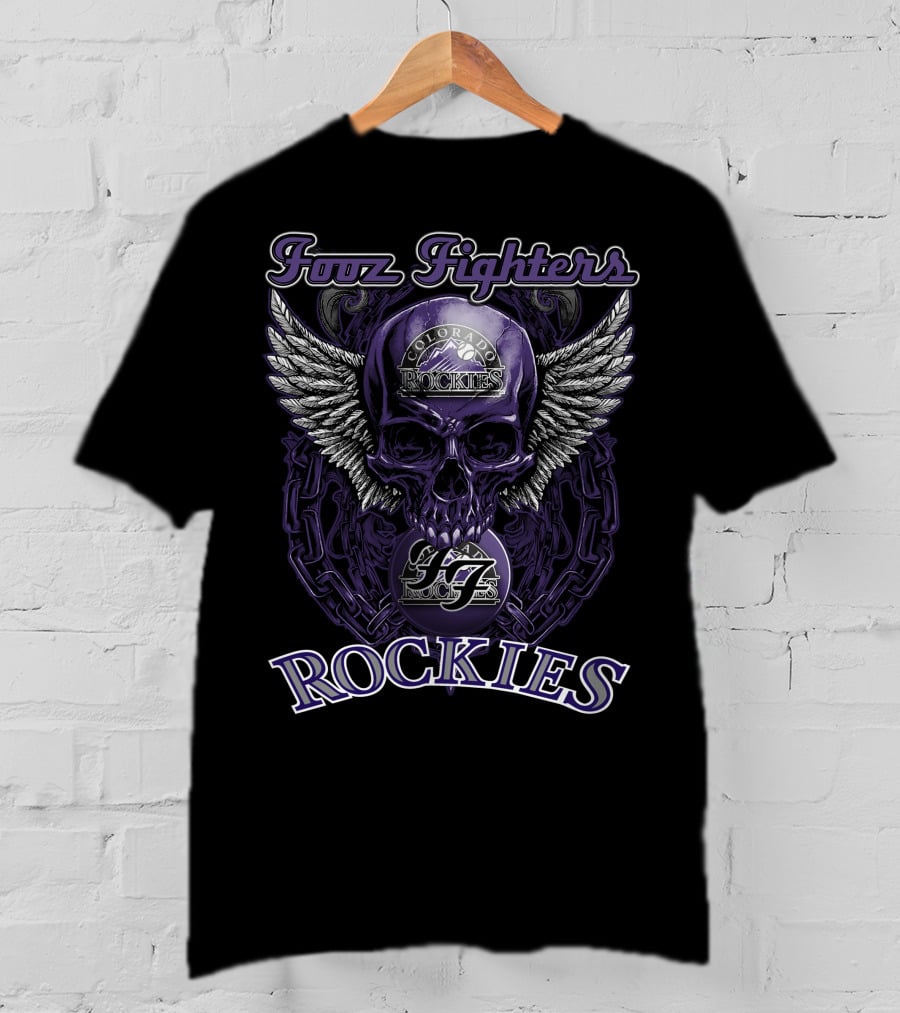 Fooz Fighters Colorado Rockies Skull Wing Chain T-Shirt