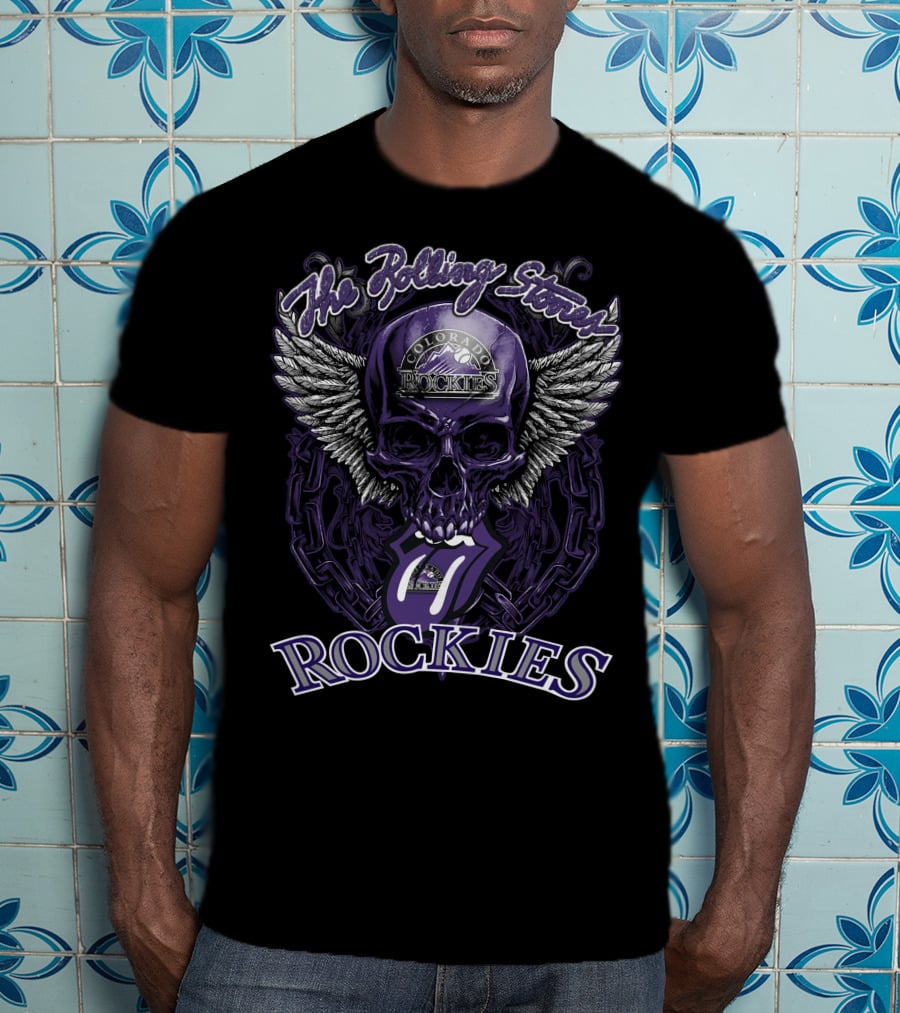 The Rolling Stones Colorado Rockies Skull With Wings And Tongue T-Shirt