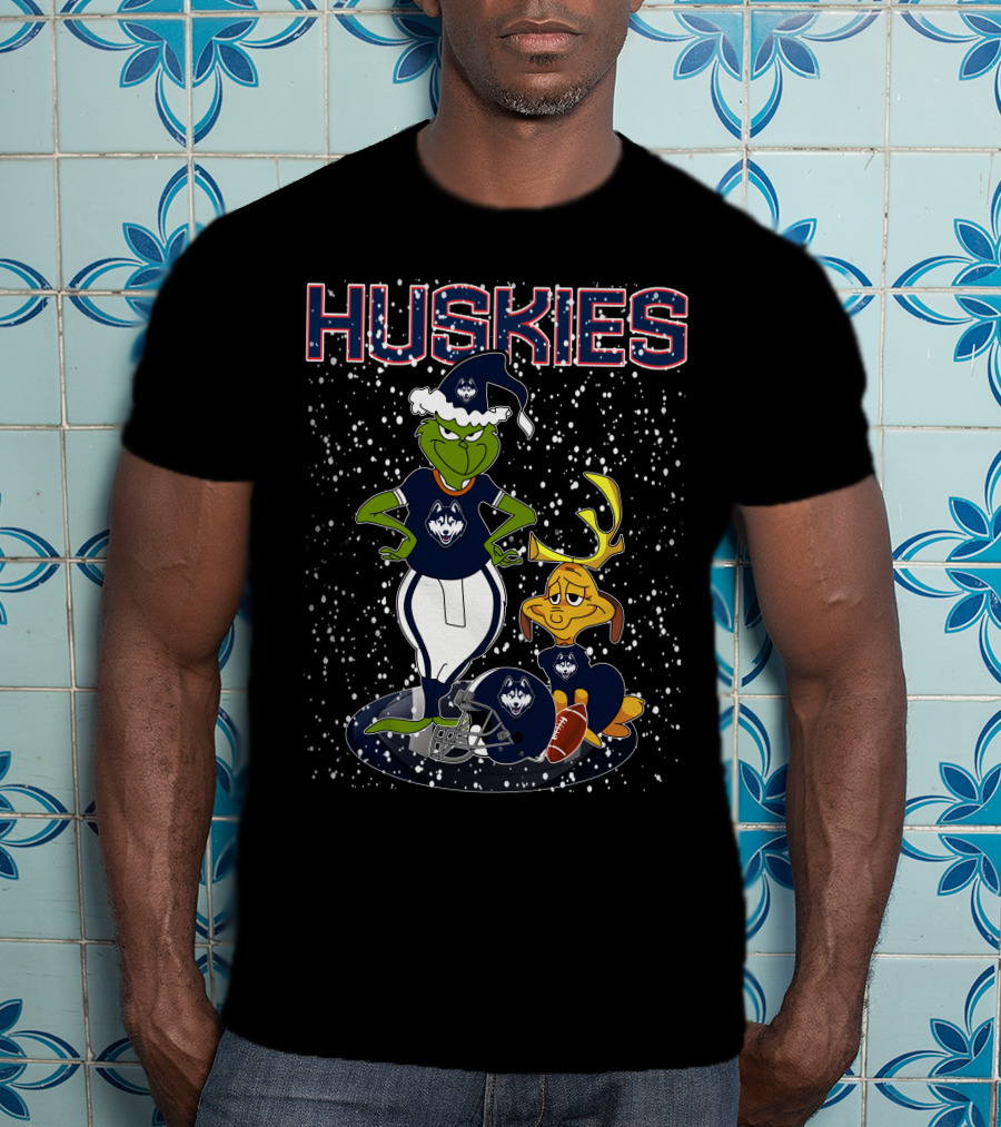Grinchxmas Huskies Connecticut Snowy Sports T-Shirt
