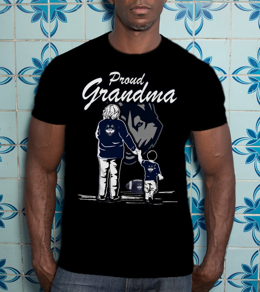 Proud Grandma Connecticut Huskies Football Family Moment T-Shirt