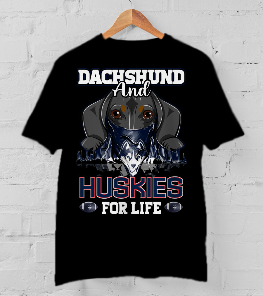 Dachshund And Huskies For Life Connecticut Football T-Shirt