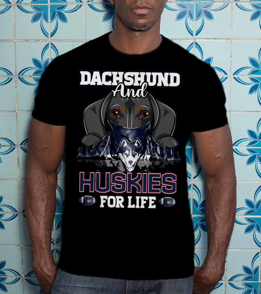 Dachshund And Huskies For Life Connecticut Football T-Shirt