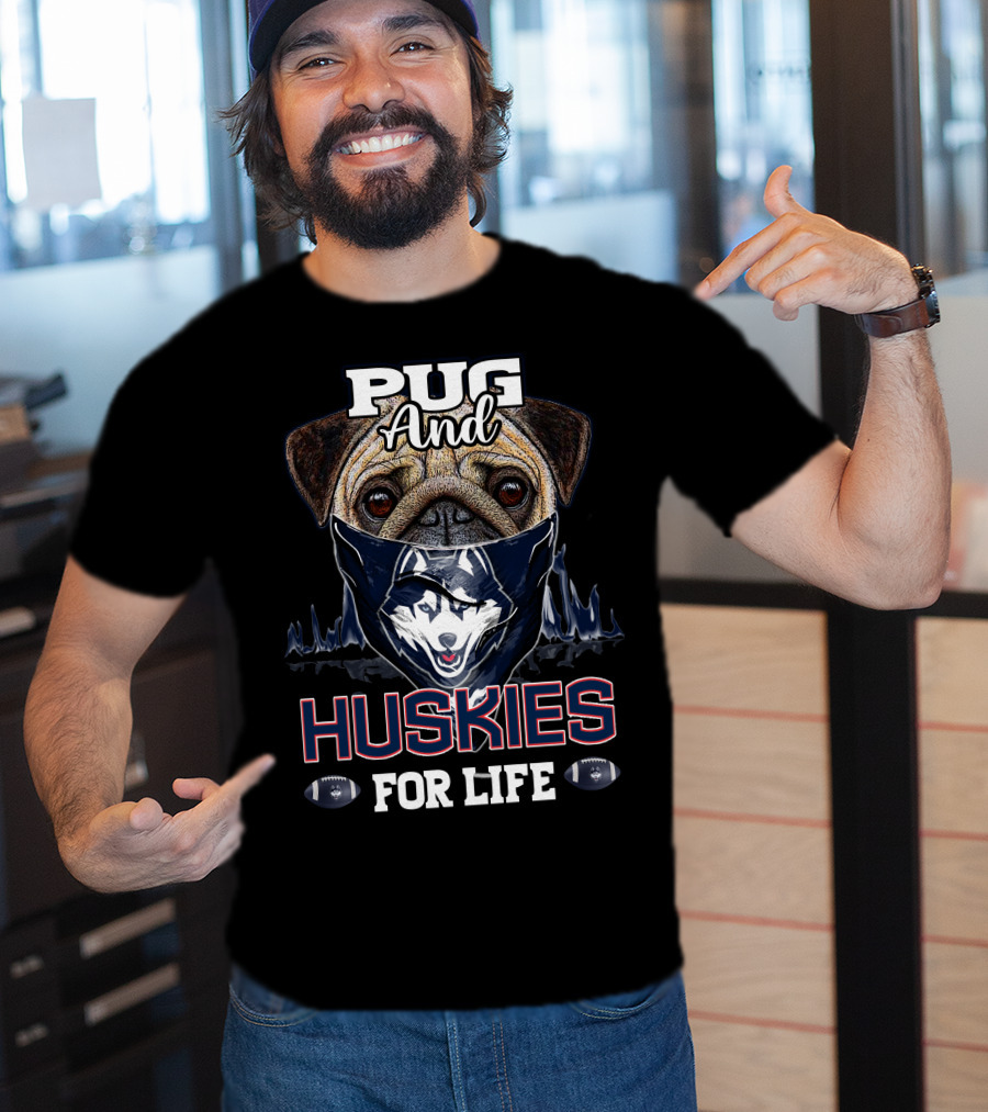Pug And Huskies For Life Football Fan T-Shirt