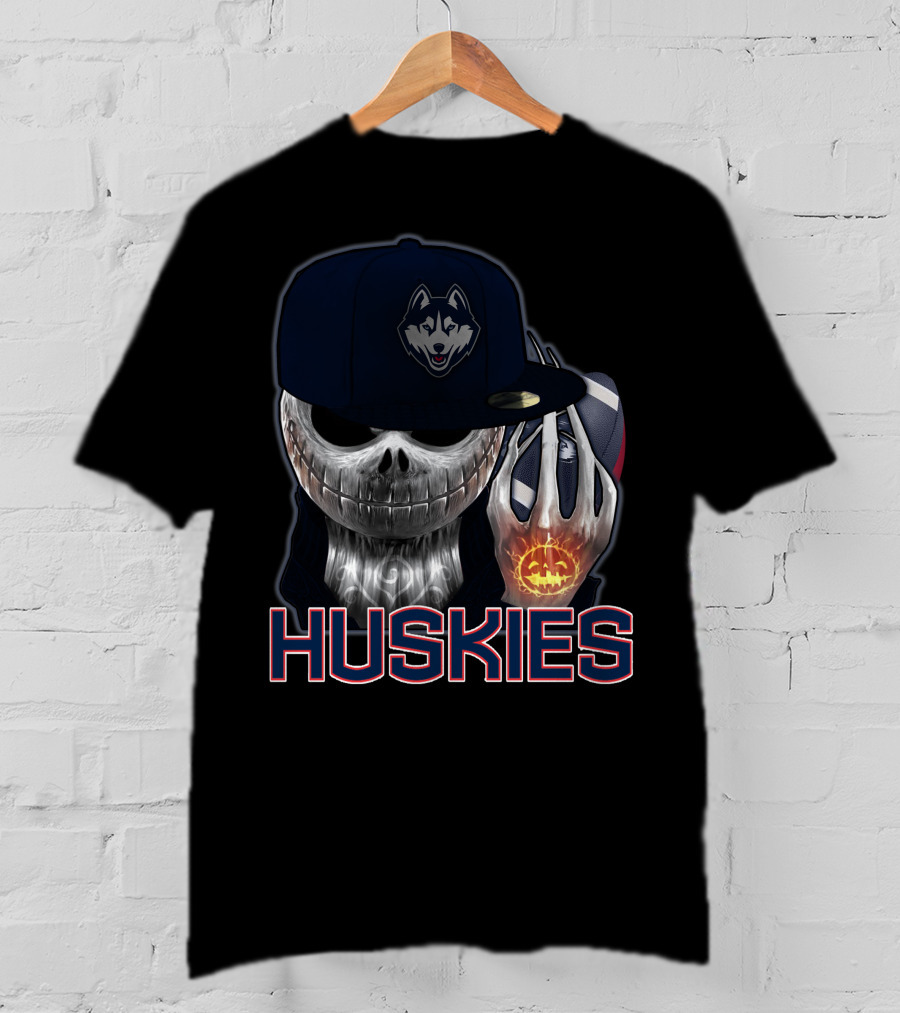 Jackskull Huskies Basketball Halloween Huskies T-Shirt