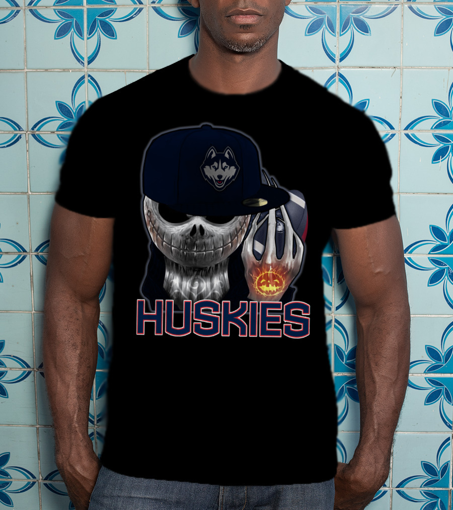 Jackskull Huskies Basketball Halloween Huskies T-Shirt