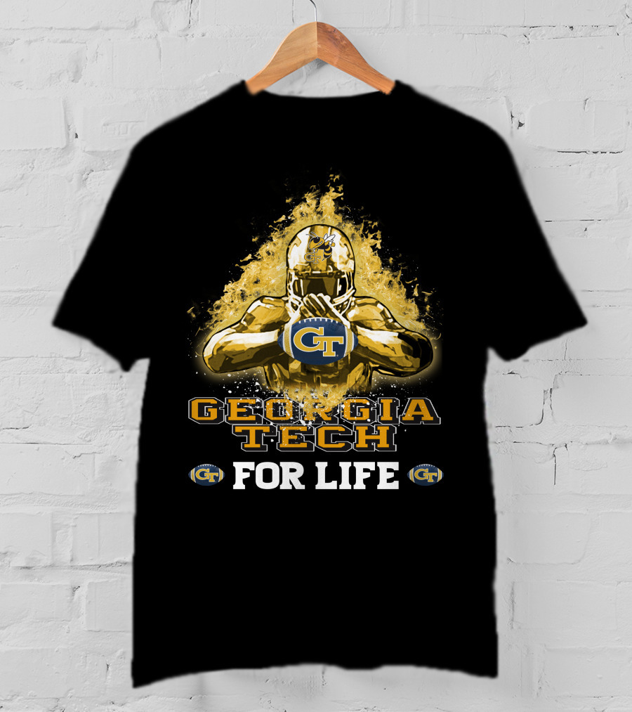 Georgia Tech GT Yellow Jackets Football Helmet For Life T-Shirt