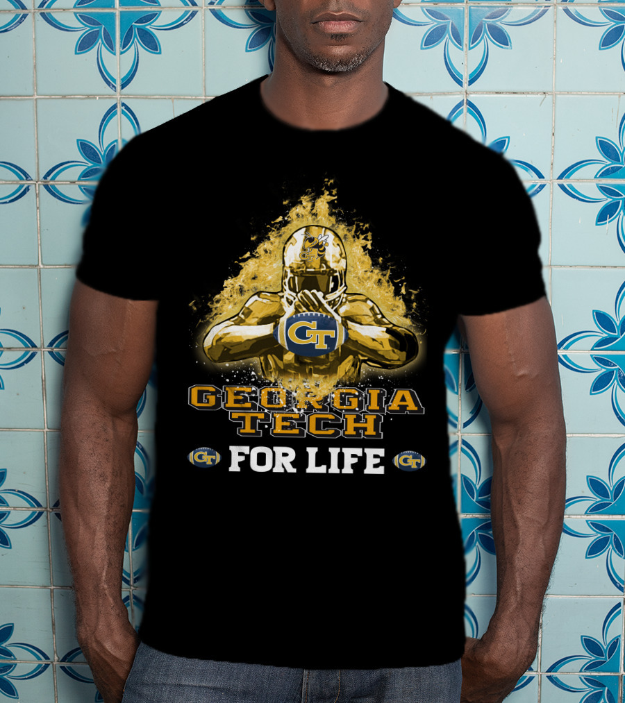 Georgia Tech GT Yellow Jackets Football Helmet For Life T-Shirt
