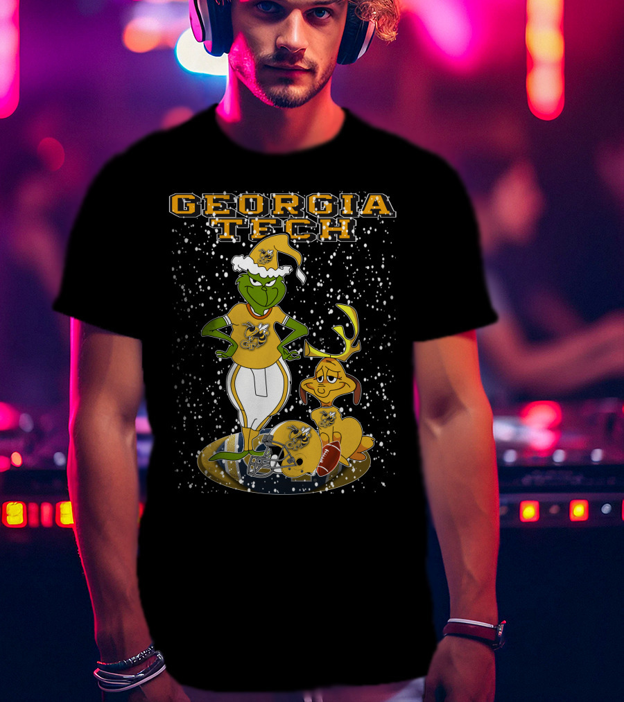 Georgia Tech Grinchxmas Yellow Jackets Christmas Football T-Shirt