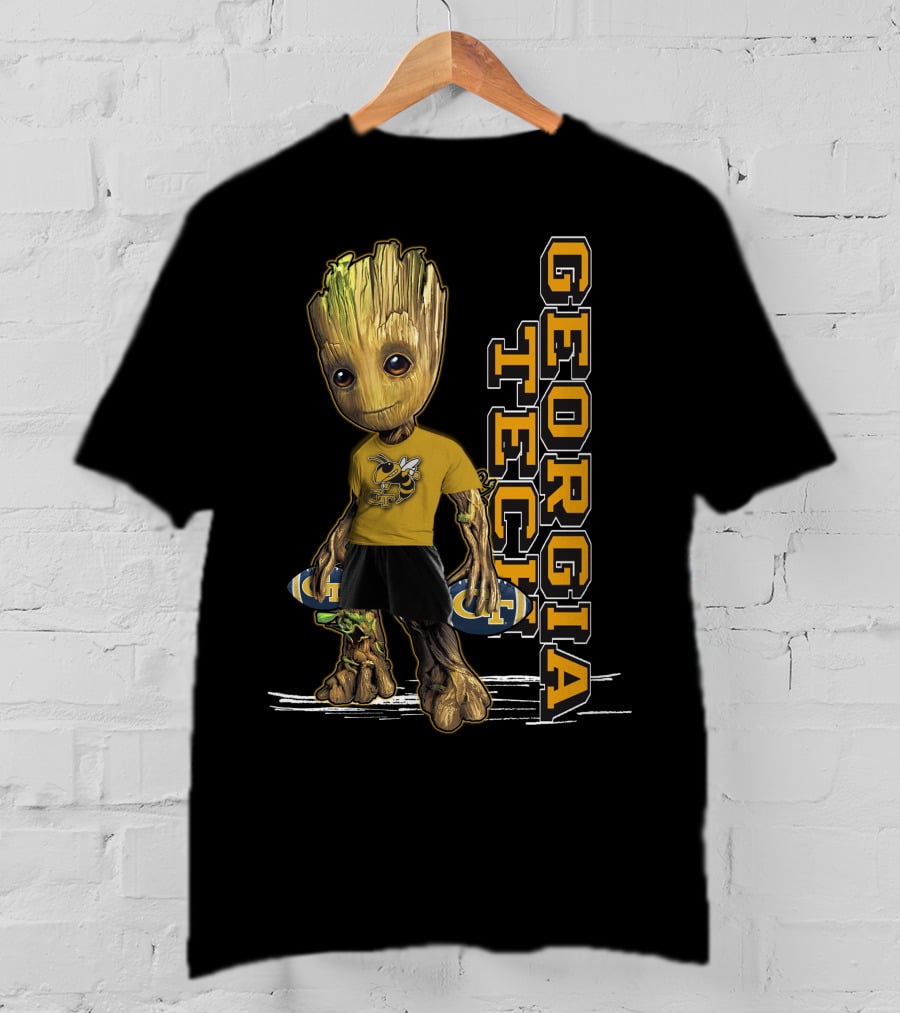 Groot In Georgia Tech Yellow Jackets Shirt With Buzz T-Shirt