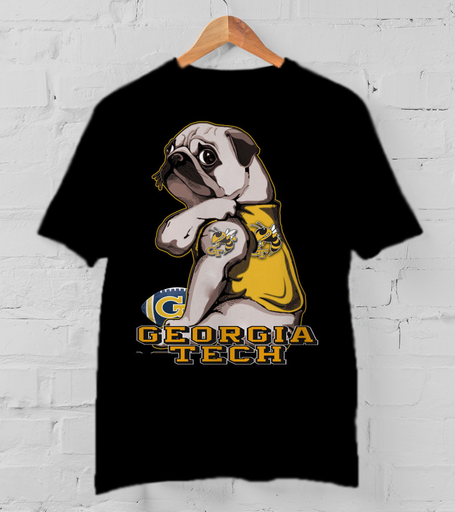 Georgia Tech Yellow Jackets Pug Football T-Shirt