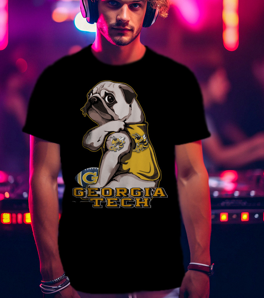 Georgia Tech Yellow Jackets Pug Football T-Shirt